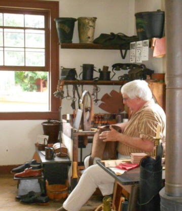 Leather worker  at Landis Valley Village and Farm Museum located near Lancaste