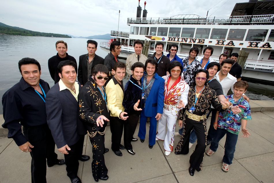 Group of Elvis impersonaters at Lake George Village, in the southern Adirondacks of New York 