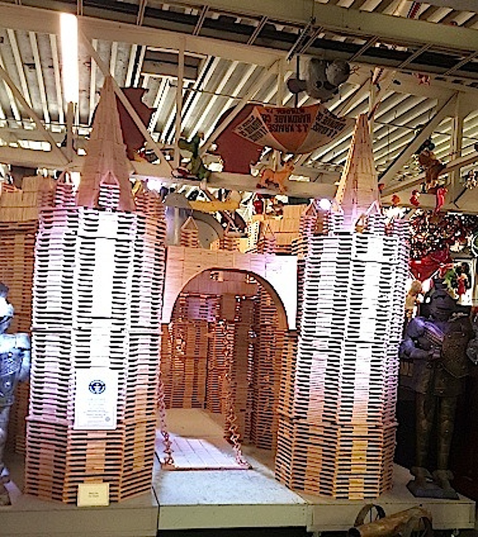 castle made of 396,000 popsicle sticks that once held the Guiness record for the number of popsicle sticks used 