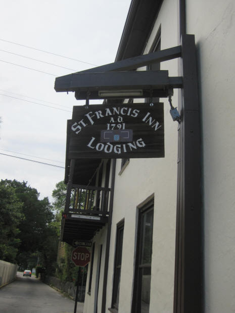 Sign on St. Francis Inn in St. Augustine