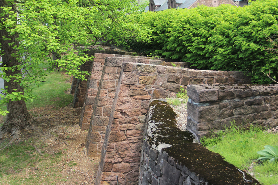 Stone buttresses at Cornwall Iron Furnace, near Harrisburg, Pennsylvania