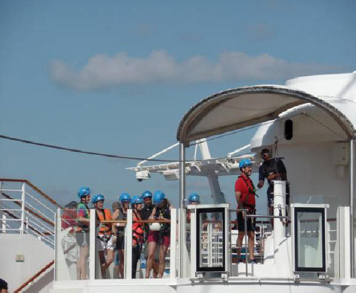 Passengers preparing to zipline on Harmony of the Seas