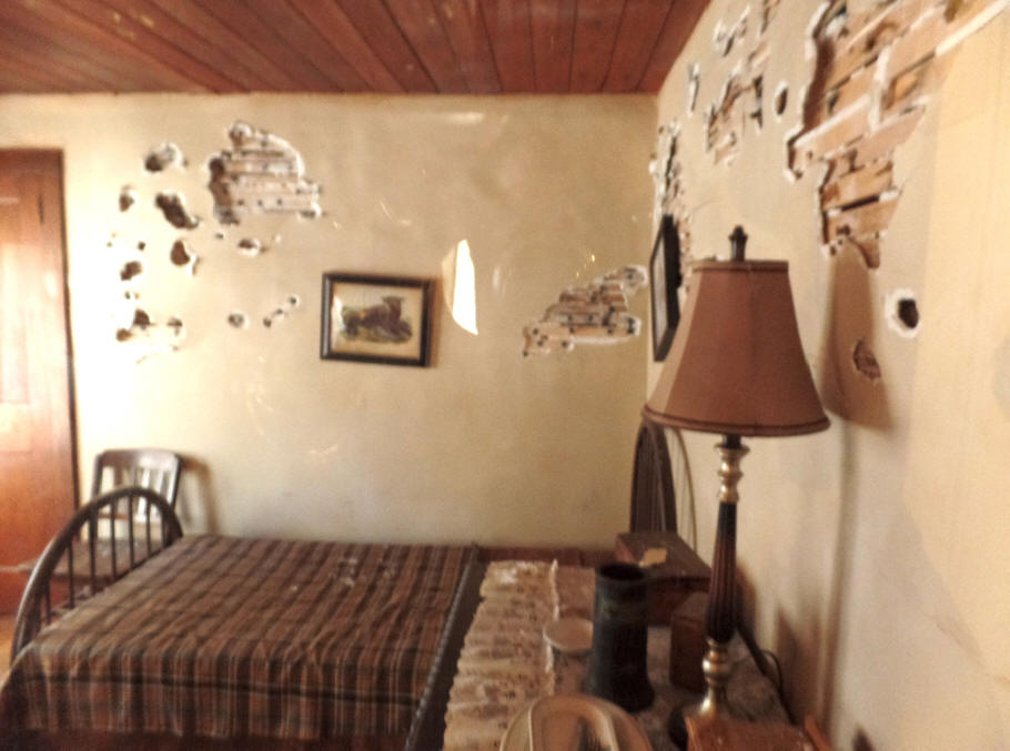 Bedroom with bullet holes in Little Bohemia where John Dillinger stayed