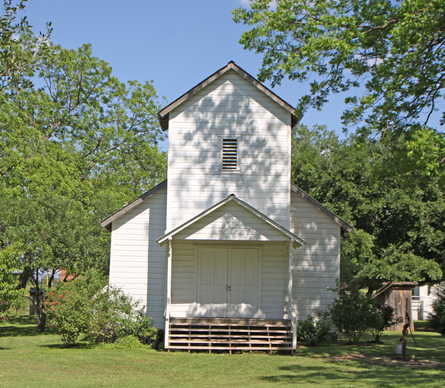 Mayborn Musuem in Waco, Texas exhibit showing Church in Historic Village