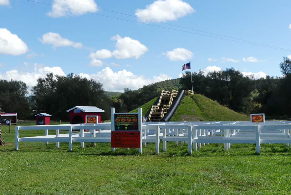 slide atop a hill at pumpkinville