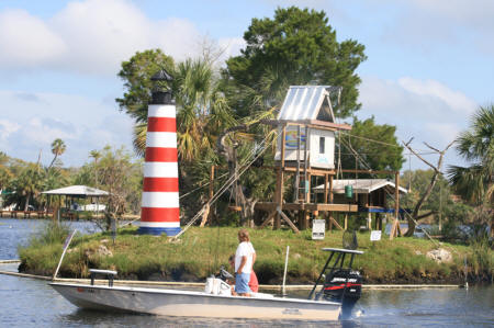 View of Monkey Island from Riverside Crab House in Homosassa, Florida
