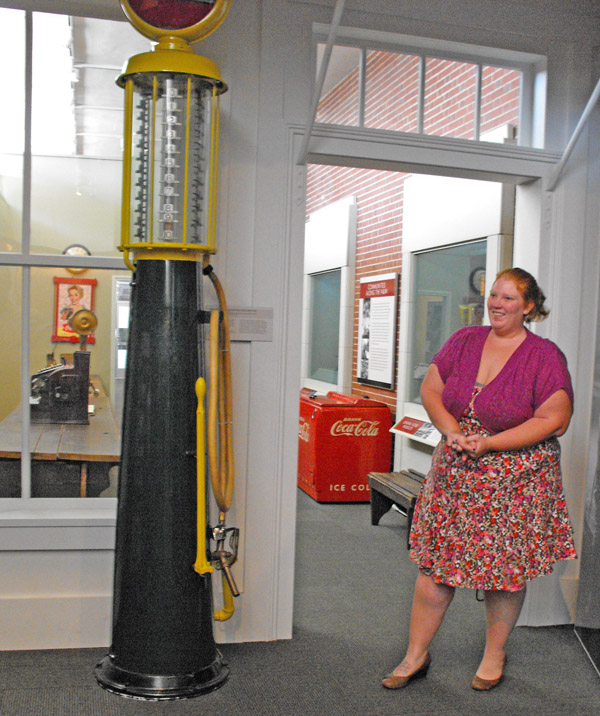 antique gravity gas pump at O. Winston Link Museum in Roanoke, Virginia 