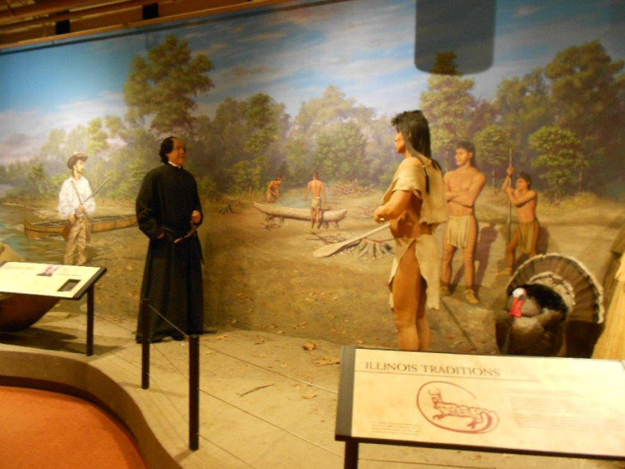 Father Marquette meeting the Illinois exhibit at museum