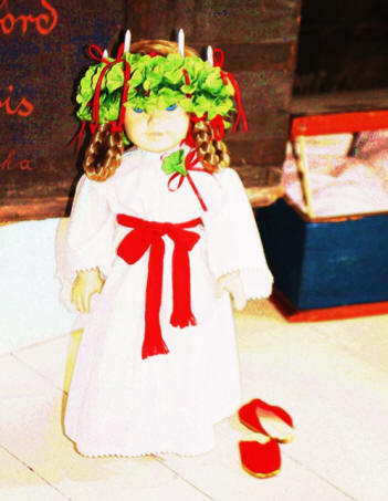Swedish doll in the folk art collection in Erlander House Museum  in Rockford, Illinois