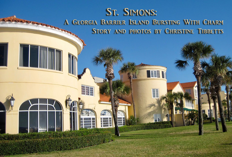 St. Simons Island’s fabled historic hotel the King and Prince stretches the width of the beach.