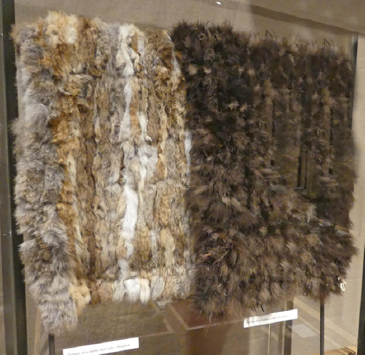 rabbit skin and a turkey feather blankets at anasizi Hertiage center