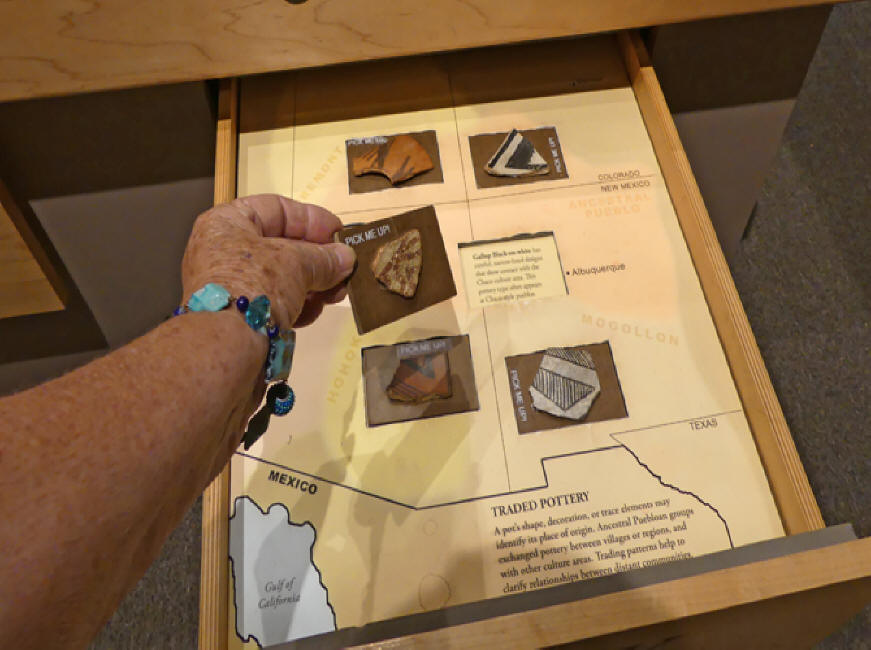 Interactive pottery trading exhibit at Anasazi Hertige Center