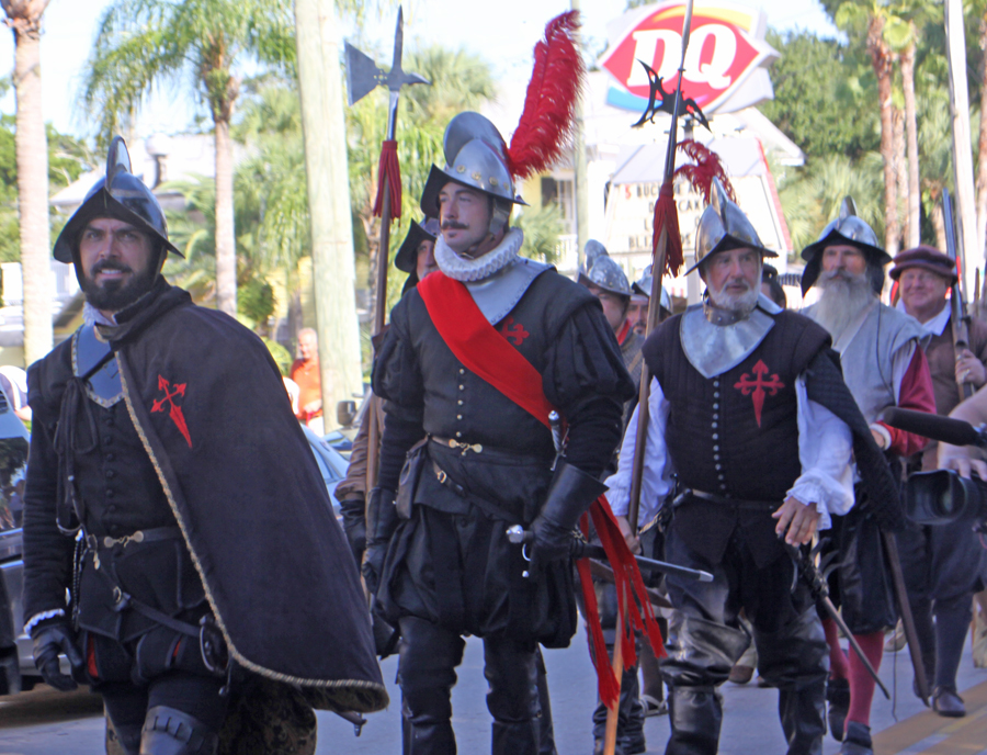  Pedro Manendez and soldiers marching for 450 celebration in St. Augustine, FL