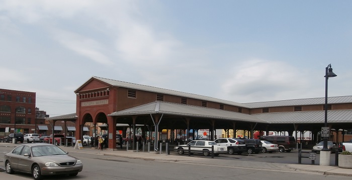 Detroit's Eastern Market area with old market stall building