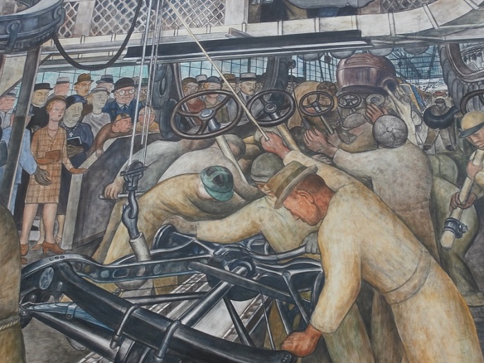 Detail of one of the Deigo Rivera massive and intricate murals in Detroit Institute of Art