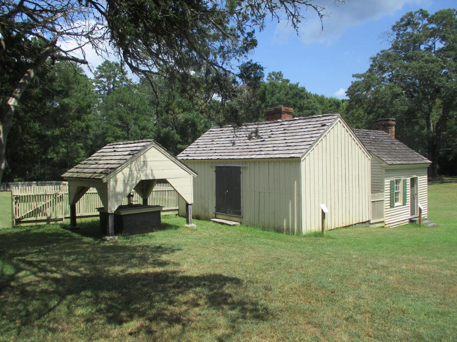 several frame buildings