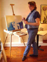 Laura Connely at her easel in the loft studio.JPG (109820 bytes)