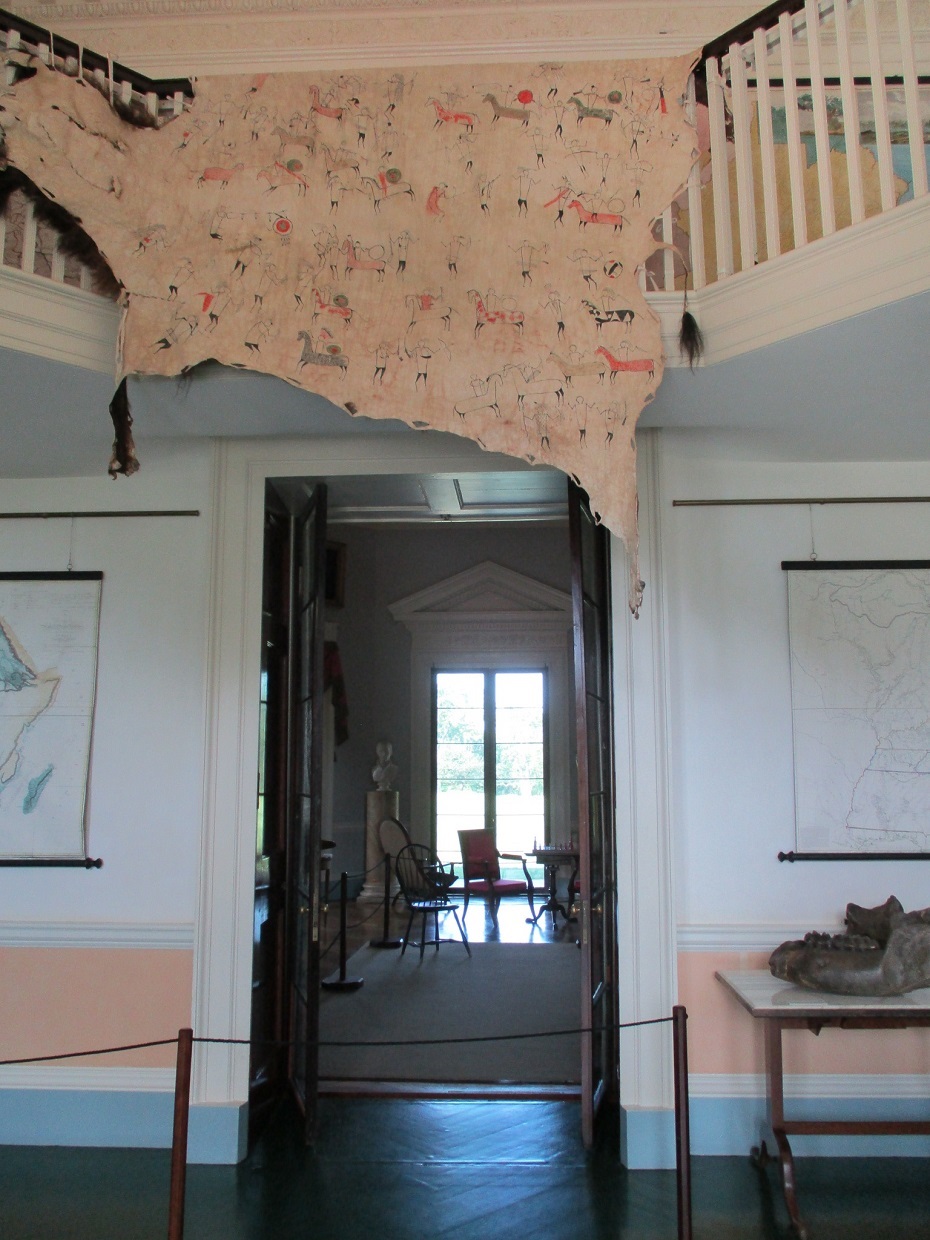 buffalo robe hanging over door