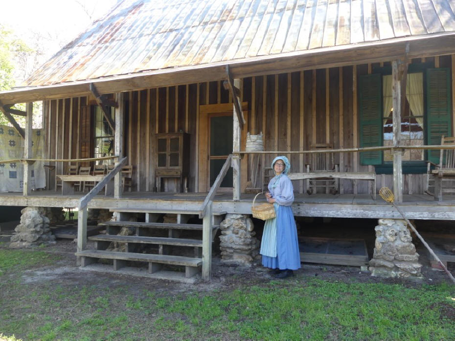 docent at cabin at dudley farm