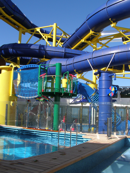The slide in the Aqua Park on Norwegian Escape