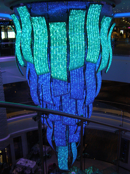 The atrium chandieleer on Norwegian Escape