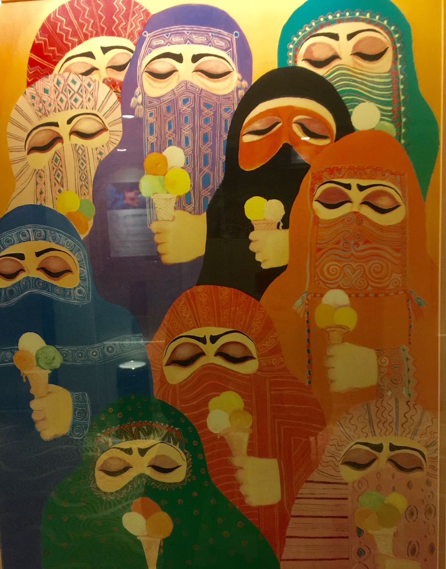 painting of women eating ice cream in Jordan
