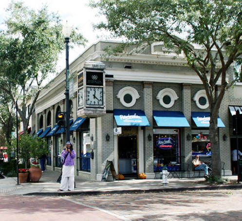 Chocolate Factory with clock in Winter Park