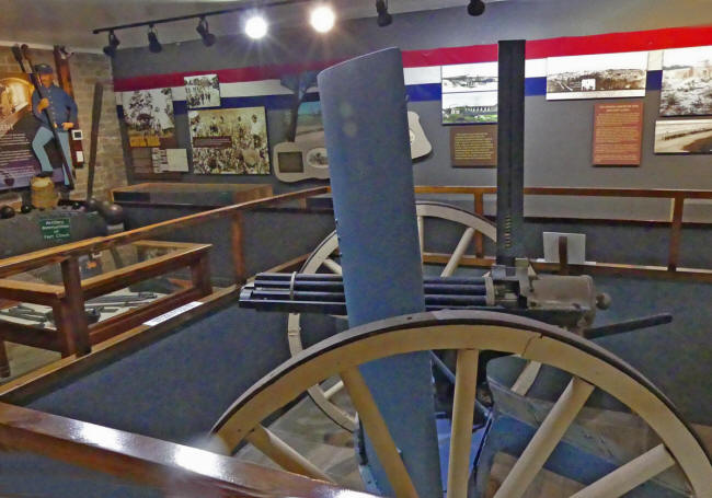 Gatling gun in museum at fort clinch