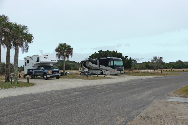 Atlantic ocean beach campground at fort clinch