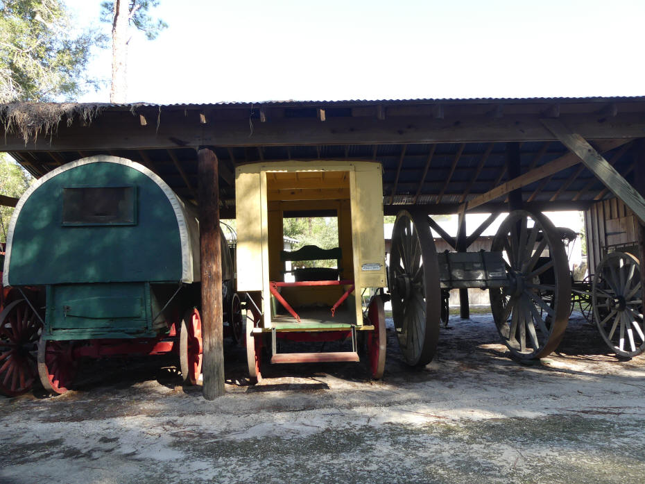 wagons at Barberville Pioneer Settlement