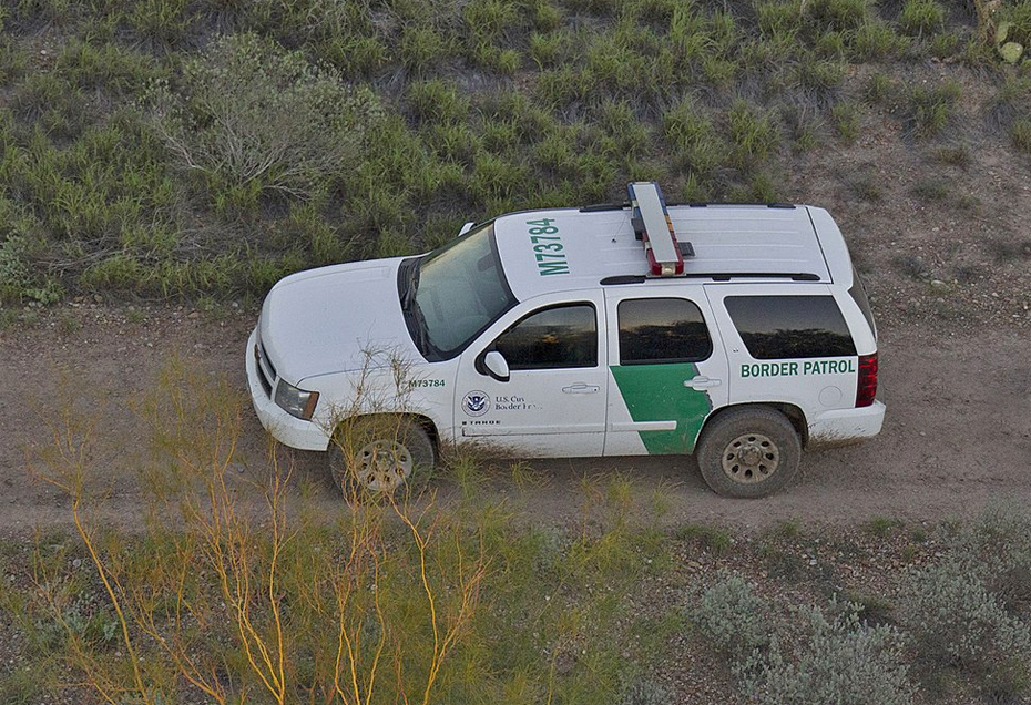 border patrol vehicle in Texas on dirt road