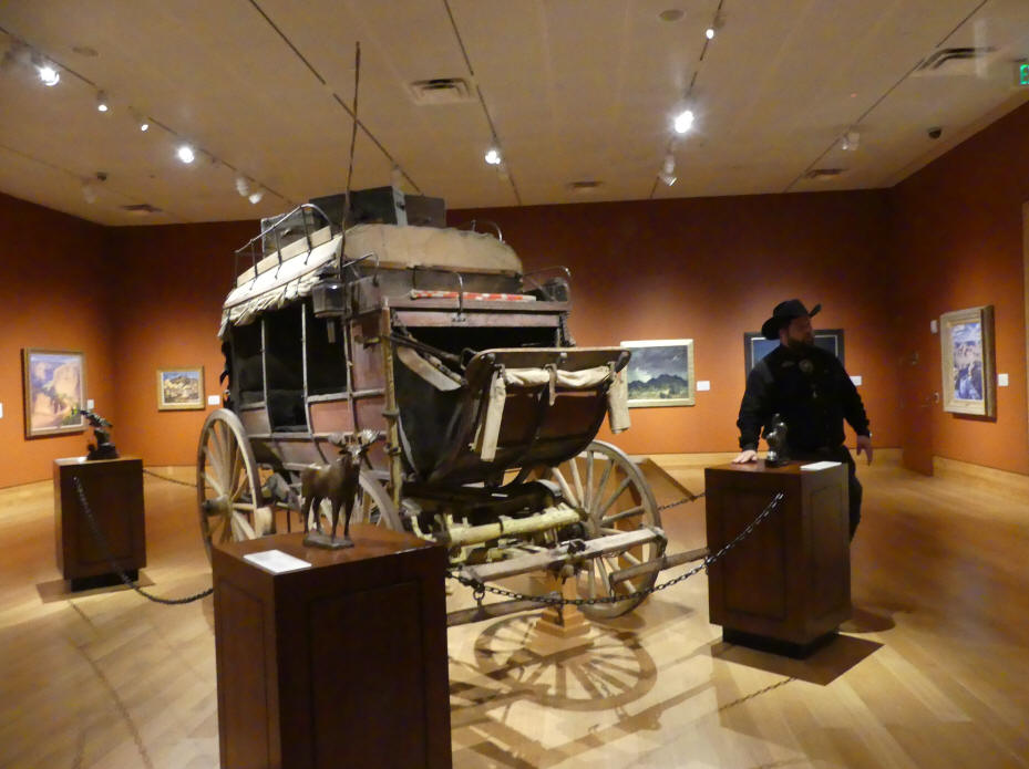 Exhibit at Booth Art musuem of a stagecoach