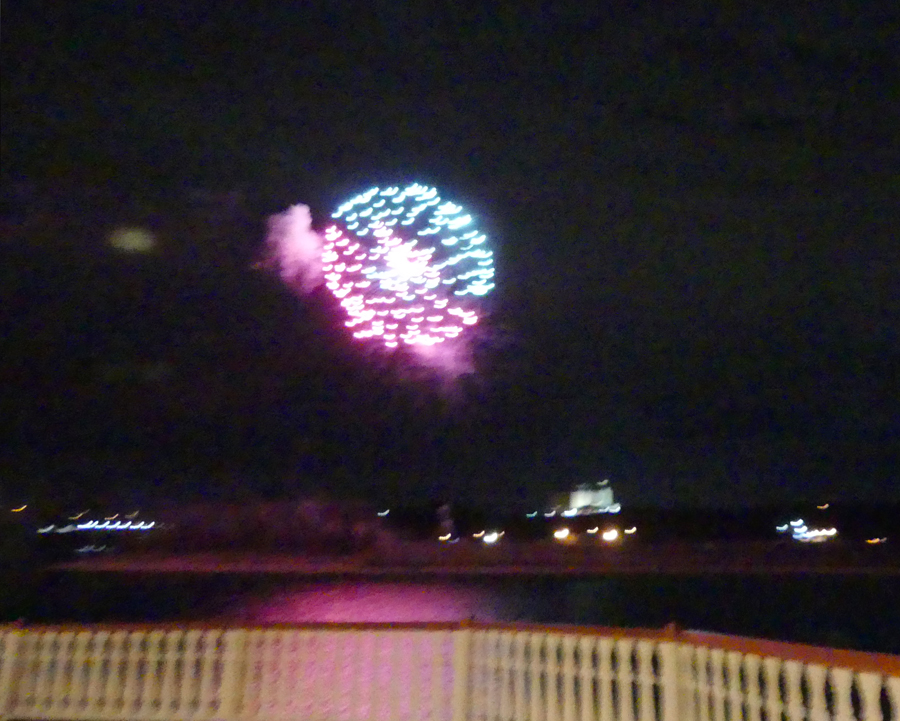 fireworks from deck of  Branson Belle