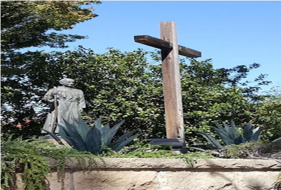 SLO Mission stature of Father Serra 