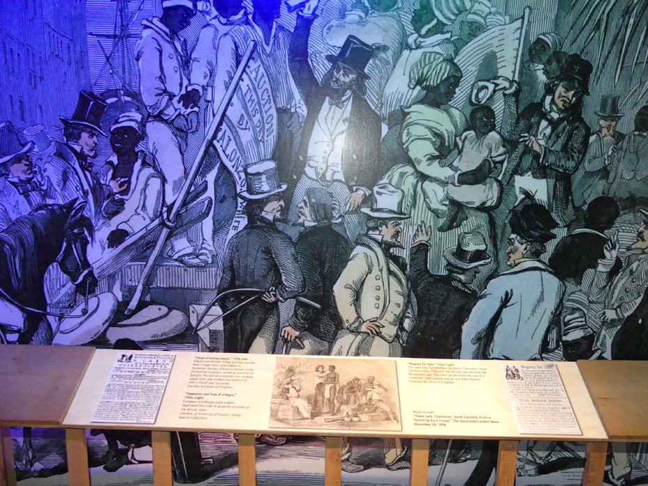 exhibit in Senator John Heinz Musuem in Pittsburgh showing abolousinist and slave holders with slaves