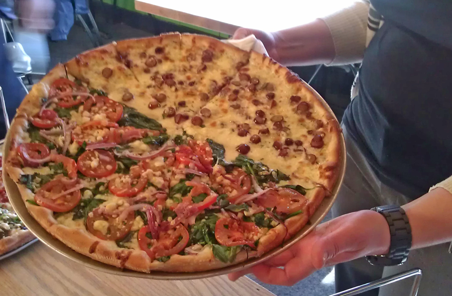 Half and half Pizza at Pies and Pints in Fayetteville, West Virginia