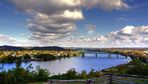 Overlook for battlefield site at Fort Boreman park in West Virginia