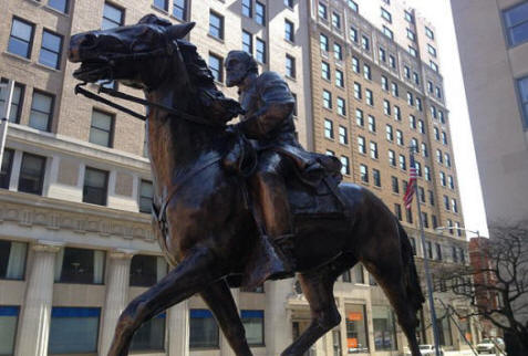 Stonewall Jackson's stature in downtown Clarksburg, WV