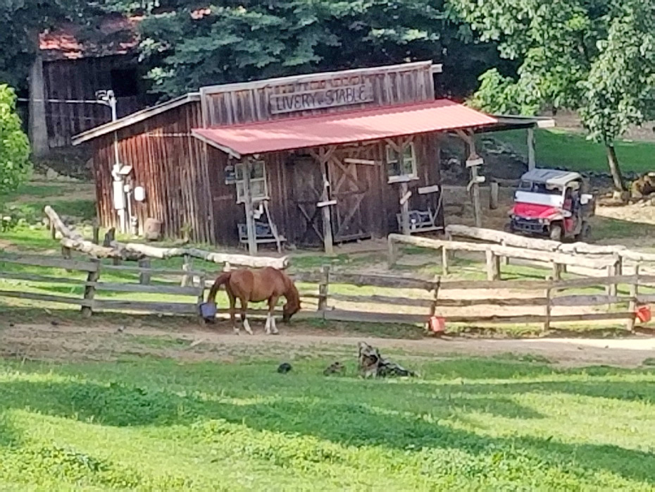 horse and livery stable at French Broad Outpost Dude Ranch in Eastern Tennessee