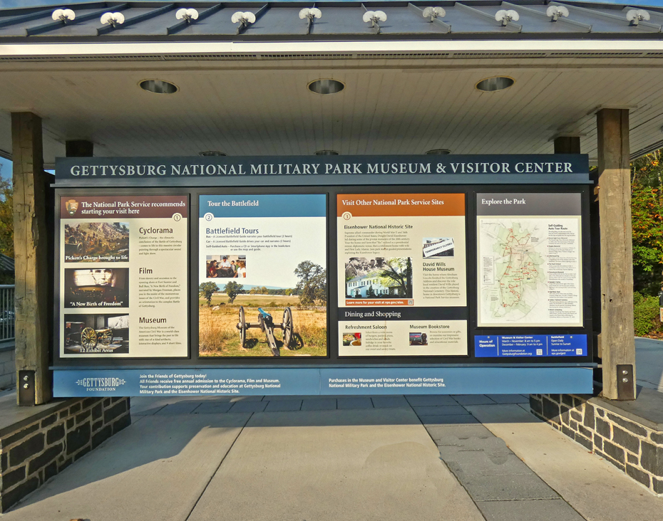 sign at gettysburg battle field visitors center
