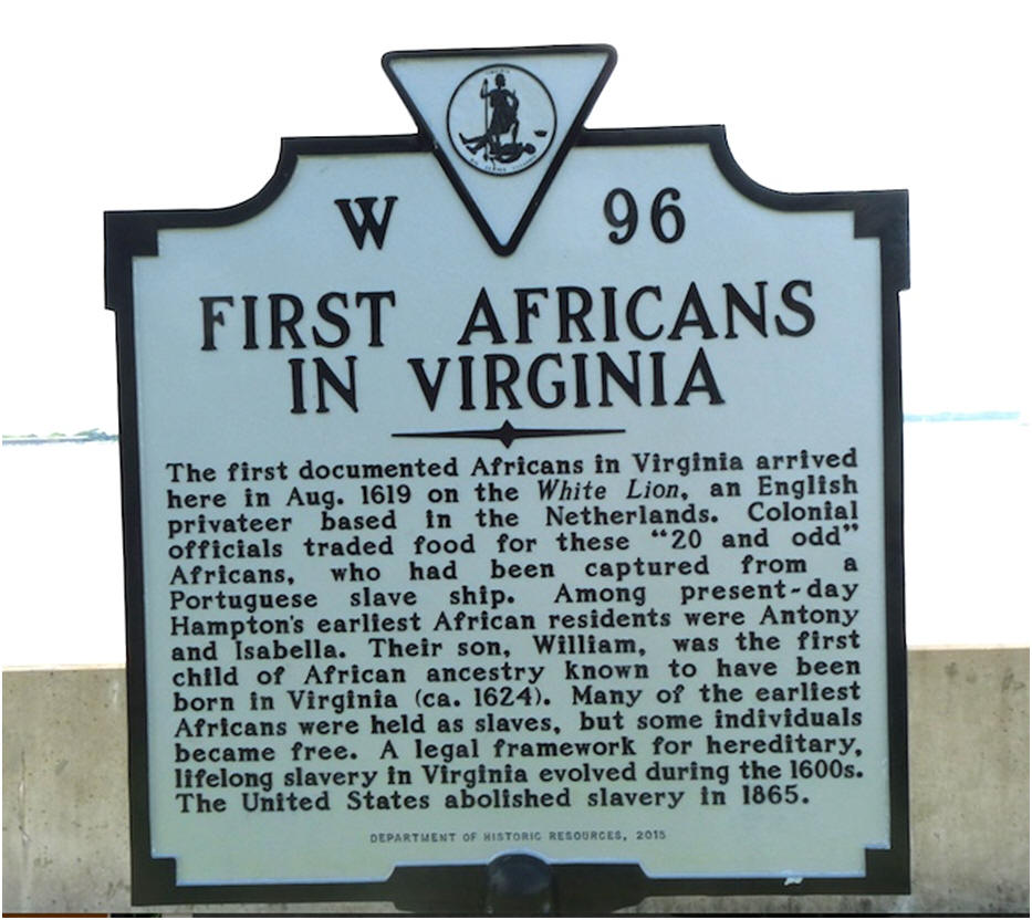 1619 first landing plaque