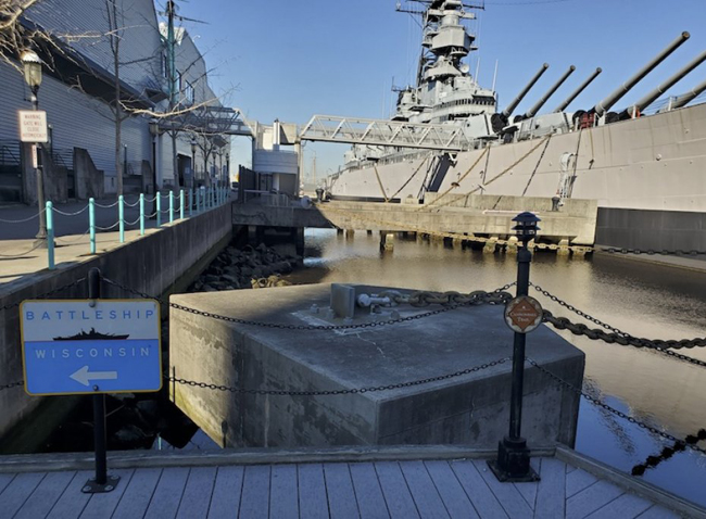 battleshiops in norfolk harbor