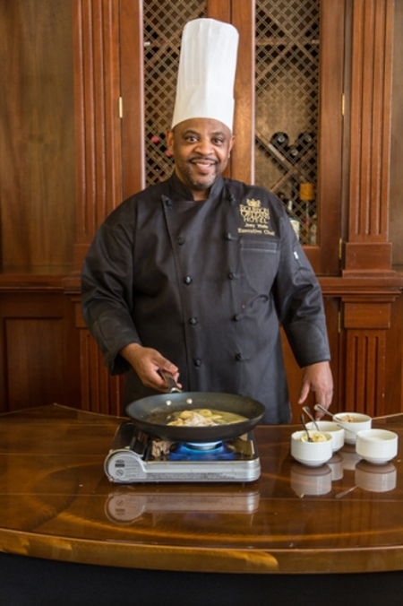 Chef preparing Banannas Foster at Bourbon Orleans in French Quarter of New Orleans