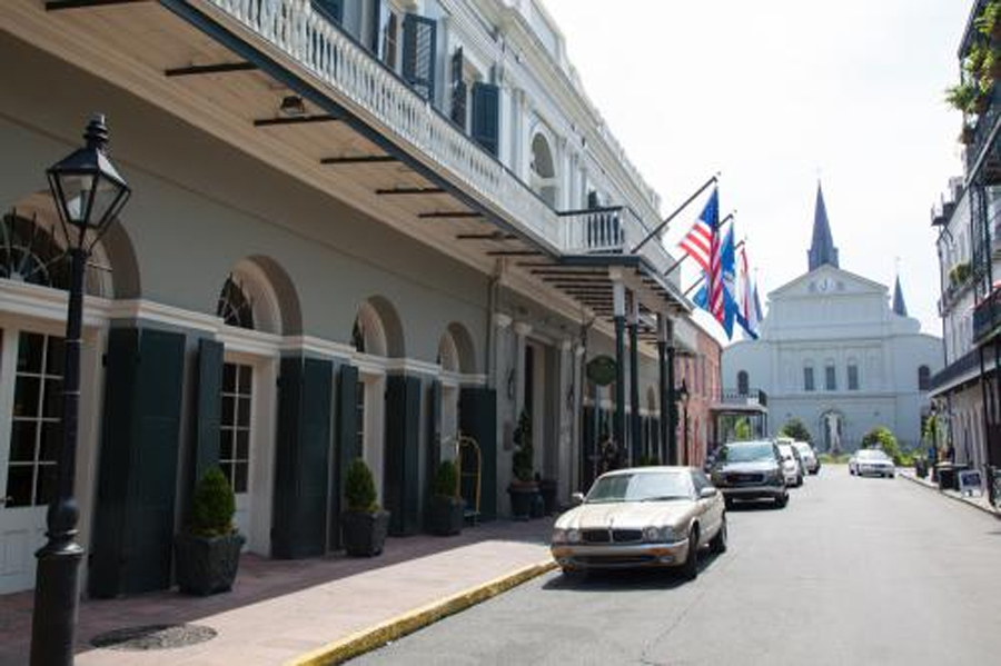 Street view of Bourbon Orleans in French Quarter of New Orleans