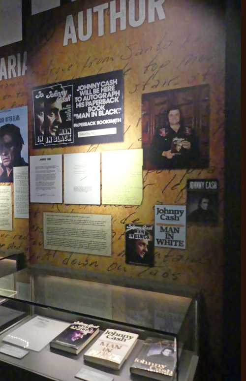 Exhibit in Johnny Cash museum of his books