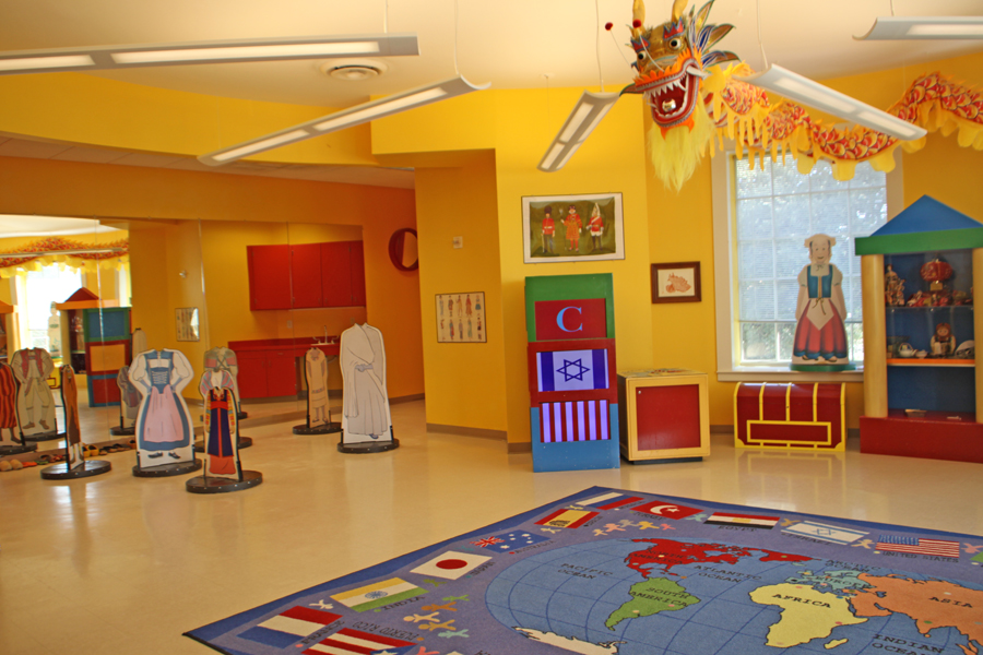 Mayborn Musuem in Waco, Texas childrens exhibit showing costumes of othere countries