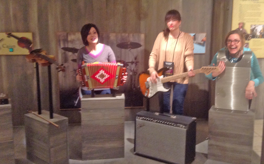 3 women playing Musical instruments at Creale Nature Trail Adventure Point