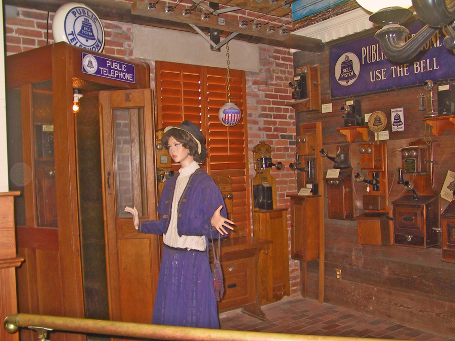 antique phone booth at the Georgia Rural Telephone Musuem in Leslie, Georgia