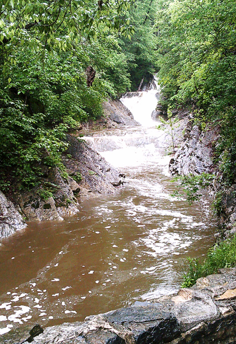 Lace Falls cascading down a thirty-foot drop.