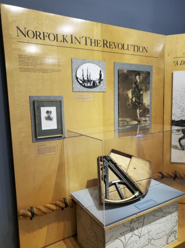 exhbit explaing Norfolk's history in the  revolution